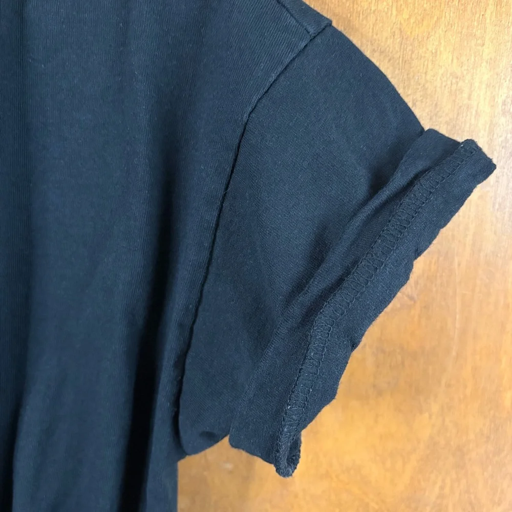 Free People Beach Black Short Sleeve T-Shirt Mini Dress Cotton Summer XS Boho